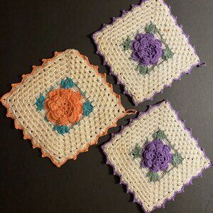 THREE HAND CROCHED CREATIVE DECOR FOR THE KITCHEN NEW